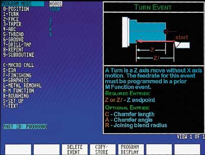 In this example, "Turn Event", was the "Event Type" selected and a detailed graphic of the dimensions needed to complete the program are displayed. Simply fill in the blanks and the program is ready.